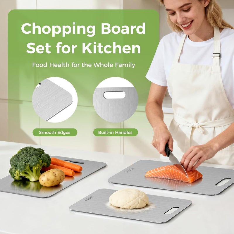 sufkodu Titanium Cutting Board, 100% Pure Titanium Cutting Boards for Kitchen, Double-sided Titanium Cutting Boards,Separate Raw and Cooked Food Areas,Non-Toxic,Dishwasher Safe 13”L × 8”W - Image 4